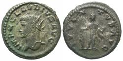 Ancient Coins - Claudius II Gothicus. A.D. 268-270. Æ antoninianus. Antioch, ca. A.D. 270. Good VF, dark greenish-grey patina with subdued silvering.