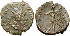 Ancient Coins - Tetricus I. Romano-Gallic Emperor, A.D. 271-274. Æ antoninianus. Contemporary imitation. VF, dark olive-brown patina with tan highlights.