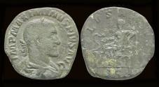 Ancient Coins - Maximinus I AE sesterius Salus seated left