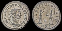 Ancient Coins - Probus AE antoninianus female figure presenting wreath to emperor