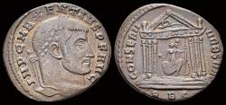 Ancient Coins - Maxentius AE follis Roma in hexastyle temple