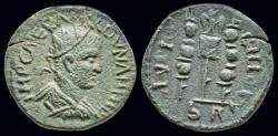 Ancient Coins - Pisidia Antioch Volusian AE21 legionary eagle between two standards