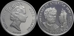 World Coins - Cook Islands 10 dollars 1990- 500 years of America