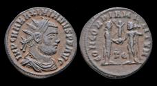 Ancient Coins - Maximianus Herculius AE radiate Jupiter presents Victory on globe