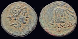 Ancient Coins - Pontos Amisos AE22 Thyrsus resting against cista mystica