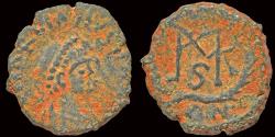 Ancient Coins - Marcian AE nummus monogram in wreath