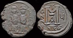 Ancient Coins - Justin II & Sophia AE follis Large M