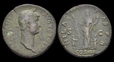 Ancient Coins - Hadrian AE sestertius Hilaritas standing to left