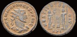 Ancient Coins - Probus AE antoninianus female figure presenting wreath to emperor