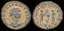 Ancient Coins - Tacitus AE antoninianus emperor receiving globe from Jupiter