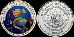 World Coins - Liberia 1 dollar 1997- Marine-life protection