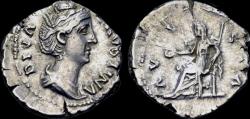 Ancient Coins - Diva Faustina I AR denarius Vesta seated left