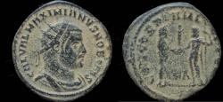 Ancient Coins - Galerius AE-radiate Galerius receiving Victory
