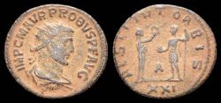 Ancient Coins - Probus AE antoninianus  female figure presenting wreath to emperor