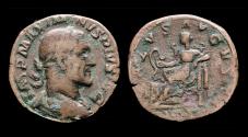 Ancient Coins - Maximinus I AE sestertius Salus seated to left