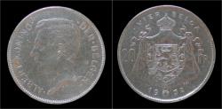 World Coins - Belgium Albert I 20 frank (4belga) 1932VL-pos A
