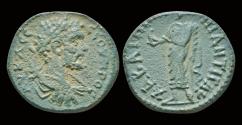 Ancient Coins - Lydia Bagis Septimius Severus AE22 Zeus Lydios standing left- Antigonus magistra