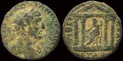 Ancient Coins - Judaea Palestine Tiberias Hadrian AE22 Zeus seated in tetrastyle temple