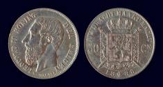 World Coins - Belgium Leopold II 50 centiems 1886VL-FDC