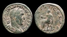 Ancient Coins - Philip I AE sestertius emperor seated left