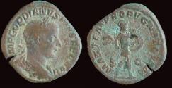 Ancient Coins - Gordian III AE sestertius Mars advancing right
