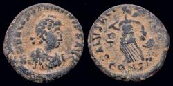 Ancient Coins - Valentinian II AE follis Roma seated on throne