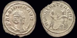 Ancient Coins - Salonina billon antoninianus Gallienus receiving Victory from Roma