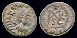 Ancient Coins - Marcian AE nummus monogram in wreath