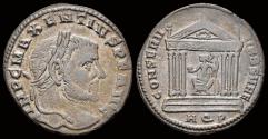 Ancient Coins - Maxentius AE follis Roma in hexastyle temple
