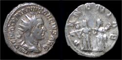 Ancient Coins - Trajan Decius AR antoninianus two Pannoniae standing front