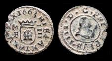 World Coins - Spain Philip IV 4 maravedis 1663