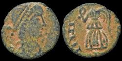 Ancient Coins - Valentinian III AE2 Victory standing facing
