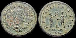 Ancient Coins - Probus AE antoninianus female figure presenting wreath to emperor