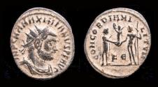 Ancient Coins - Maximianus Herculius AE radiate Jupiter presents Victory on globe