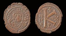 Ancient Coins - Maurice Tiberius half  follis large K