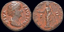 Ancient Coins - Diva Faustina I AE As or dupondius Juno standing right