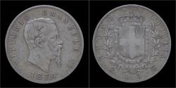 World Coins - Italy Vittorio Emanuele II 5 lire 1870M