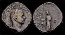 Ancient Coins - Trajan Decius AE sestertius Dacia standing left