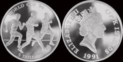 World Coins - Cook Islands 5 dollar 1991- Worldcup football 1994 in USA