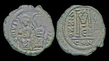 Ancient Coins - Justin II & Sophia AE follis Large M