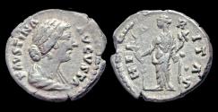 Ancient Coins - Faustina II AR denarius Hilaritas standing left