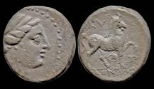 Ancient Coins - Aeolis Kyme AE19- horse pacing right