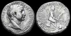 Ancient Coins - Kilikia Tarsos Trajan AR tetradrachm city-goddess seated right