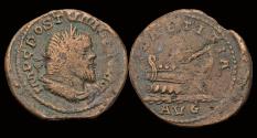 Ancient Coins - Postumus AE sestertius galley to left