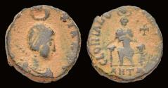 Ancient Coins - Aelia Eudoxia, Augusta, AE15 Eudoxia enthroned facing