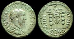 Ancient Coins - Pisidia Antiochia Philip I AE26 vexillum between two signa