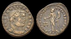Ancient Coins - Constantius I Chlorus, as Caesar, AE follis Moneta standing left