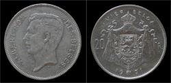 World Coins - Belgium Albert I 20 frank (4belga) 1931VL-pos A