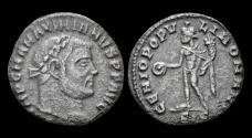 Ancient Coins - Maximian Herculius AE 1/4 follis Genius standing left