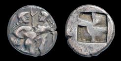 Ancient Coins - Thracian Island Thasos AR drachm Satyr carrying Nymph